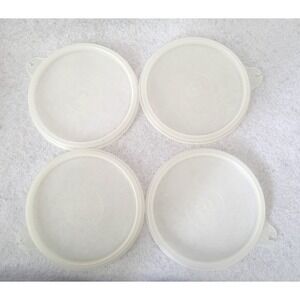 Tupperware #733  Sheer Clear H Replacement Lids Lot of 4 Frost